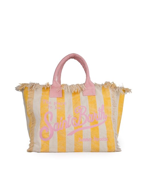 Borsa Vanity Stripe in canvas a righe Giallo/Rosa Mc2 Saint Barth | VANITY01547H TINA 9121 EMB